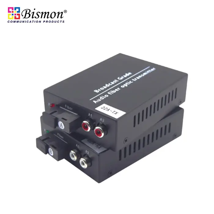 2 Ch Audio RCA connector 1 way to fiber optic Single-mode 20km